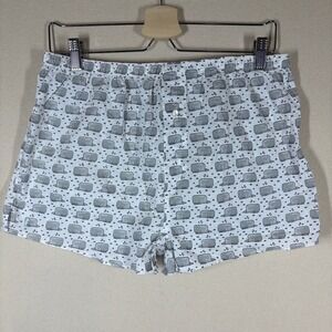 NWT Marigot Womens Boxer Lounge Shorts Med Glacier Whale‎ White Relaxed Comfort